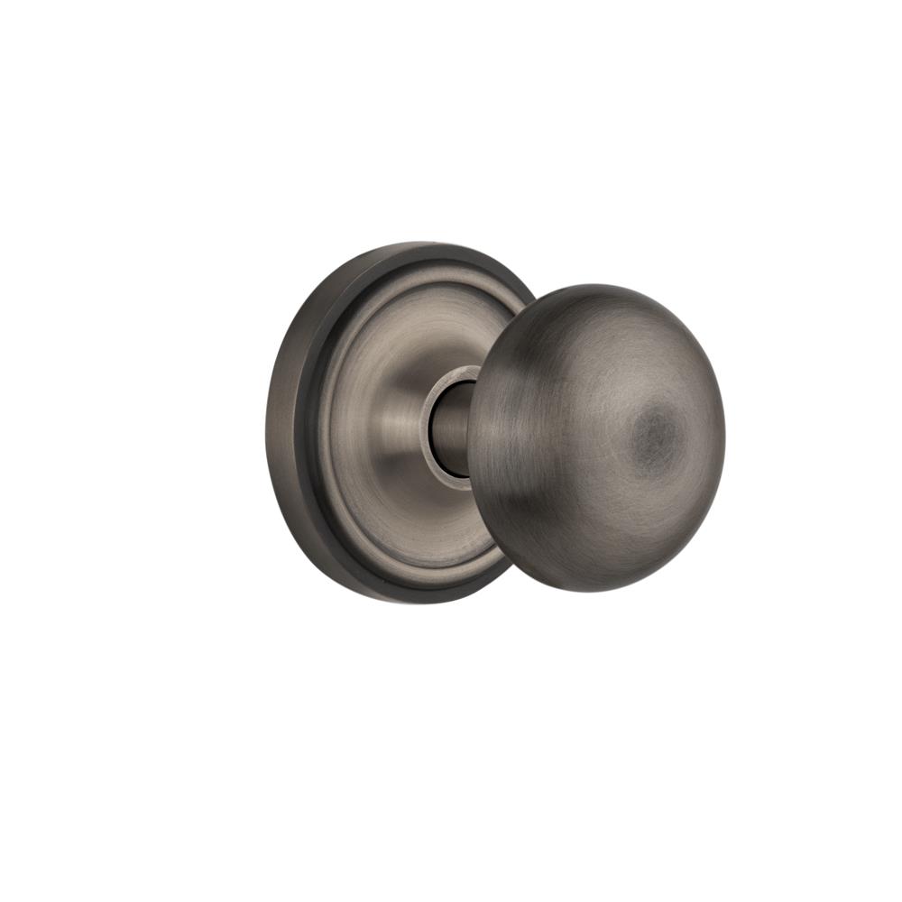 Nostalgic Warehouse CLANYK Mortise Classic Rosette with New York Knob in Antique Pewter